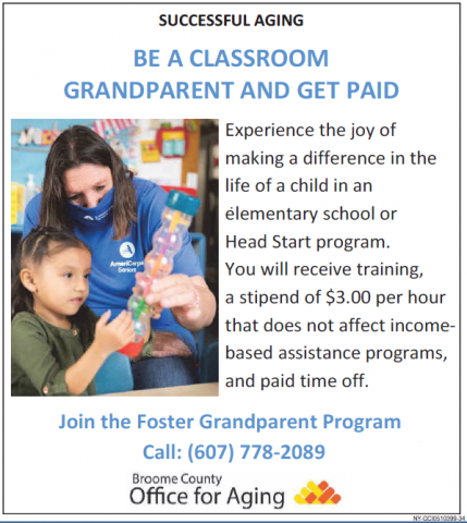 Foster Grandparent Program - be a classroom grandparent